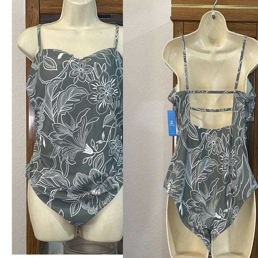 NWT Green & White Swim Suit CUPSHE XL 14 16